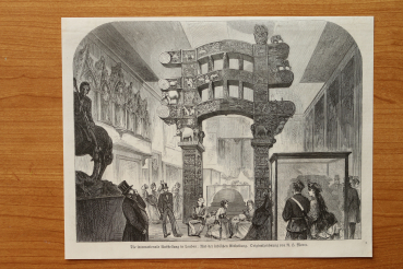 Holzstich London 1871 internationale Ausstellung indische Abteilung Großbritannien